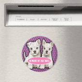 Custom Magnet pas op voor de honden schattige pups (Insitu (Vaatwasser))
