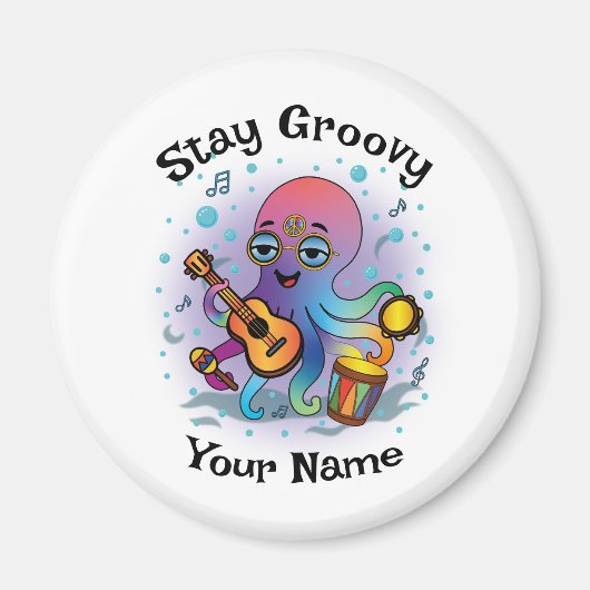 Custom Magnet | Retro Octopus | Name & Text (Voorkant)