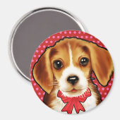 Custom Magnet schattige Beagle pup. (Voorkant / Achterkant)