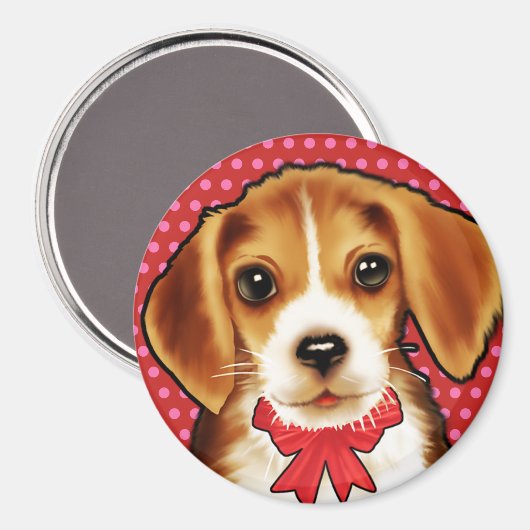 Custom Magnet schattige Beagle pup. (Voorkant / Achterkant)