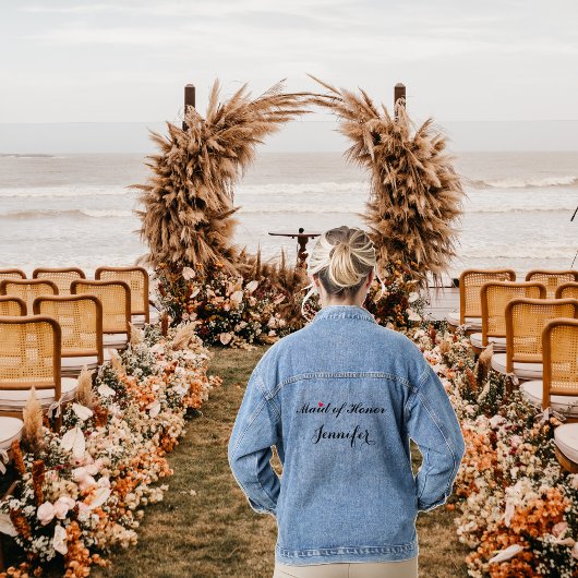 Custom Maid of Honor Bruiloft Bachelorette Party Denim Jacket