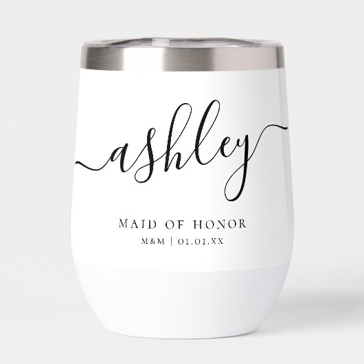 Custom Maid of Honor Script Kalligrafie Naam (Achterkant)