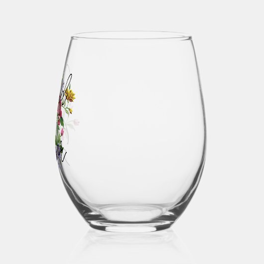 Custom Maid of Honor Tekst op Bloem Boeket Wijnglas Zonder Voet (Links)