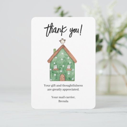 Custom Mail Carrier Waterverf House Bedankkaart (Staand voorkant)
