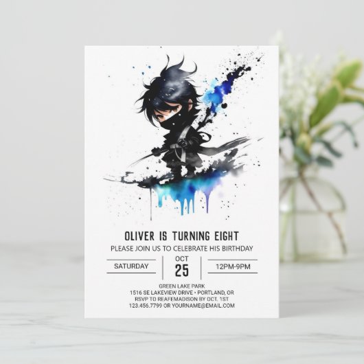 Custom Majestic Ninja Jongen Digitale Verjaardag Kaart (Staand voorkant)