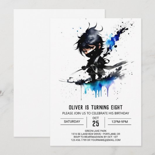 Custom Majestic Ninja Jongen Digitale Verjaardag Kaart (Voorkant / Achterkant)