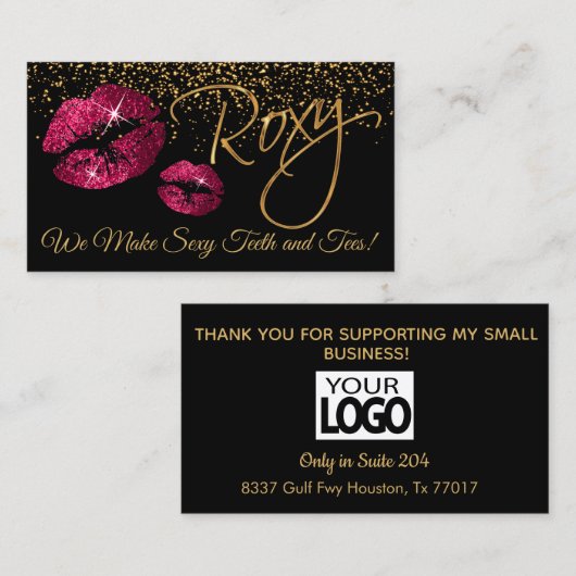 Custom - Make-up artiest met goud & heet roze Visitekaartje (Voorkant / Achterkant)