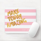 Custom Make Vandaag Verbazingwekkend Roze en Goud Muismat (Met muis)