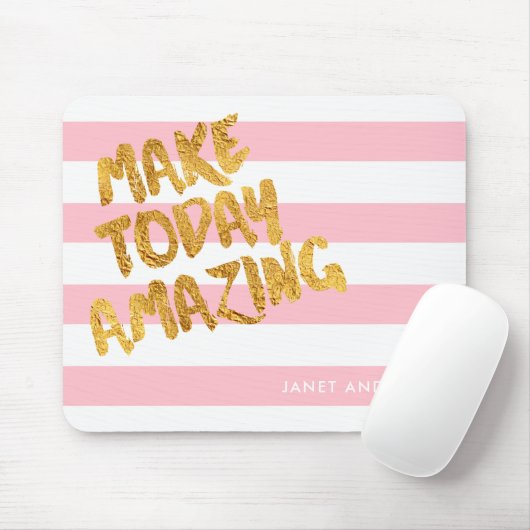 Custom Make Vandaag Verbazingwekkend Roze en Goud Muismat (Met muis)