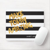 Custom Make Vandaag Verbazingwekkend Zwart en Goud Muismat (Met muis)