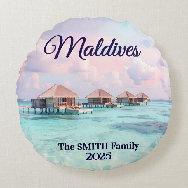 Custom Maldives Family Vacation Rond Kussen (Voorkant)
