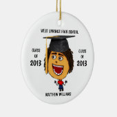 Custom Male Afstuderen Cartoon Ornament (Rechts)
