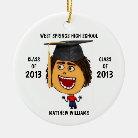 Custom Male Afstuderen Cartoon Ornament (Voorkant)