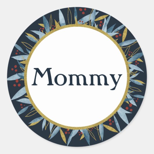 Custom Mama Afgerond Lijst met Branch Bouquet Ronde Sticker (Voorkant)