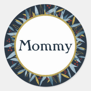 Custom Mama Afgerond Lijst met Branch Bouquet Ronde Sticker