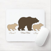 Custom Mama Bear With 2 Kid Names Mothers Day Gift Muismat (Met muis)