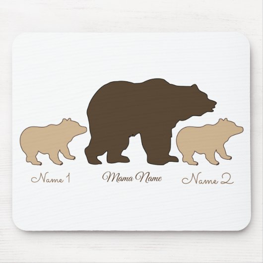 Custom Mama Bear With 2 Kid Names Mothers Day Gift Muismat (Voorkant)