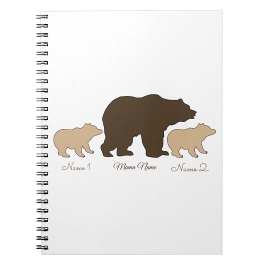 Custom Mama Bear With 2 Kid Names Mothers Day Gift Notitieboek (Voorkant)