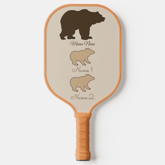 Custom Mama Bear With 2 Kid Names Mothers Day Gift Pickleball Paddle (Voorkant)