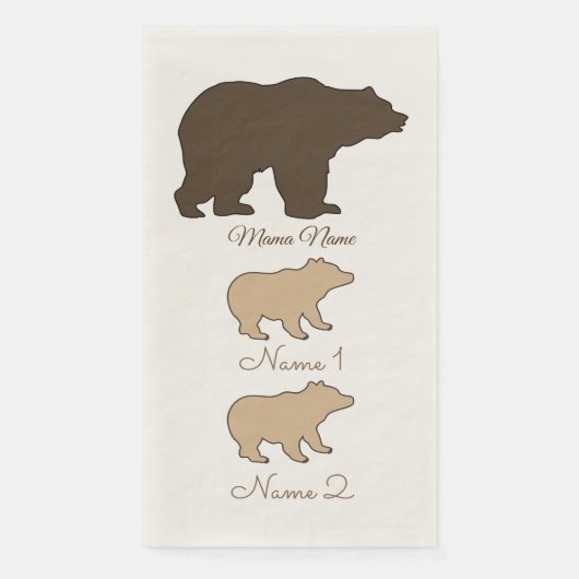Custom Mama Bear With 2 Kid Names Mothers Day Gift Servet (Voorkant)
