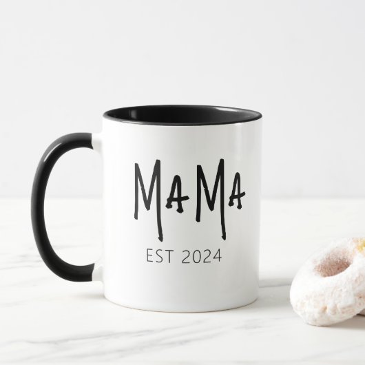 Custom Mama Est 2024 - gepersonaliseerd Mok (Met donut)