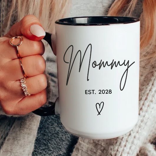 Custom Mama Mug, Minimalist Mug for New Moms Mok