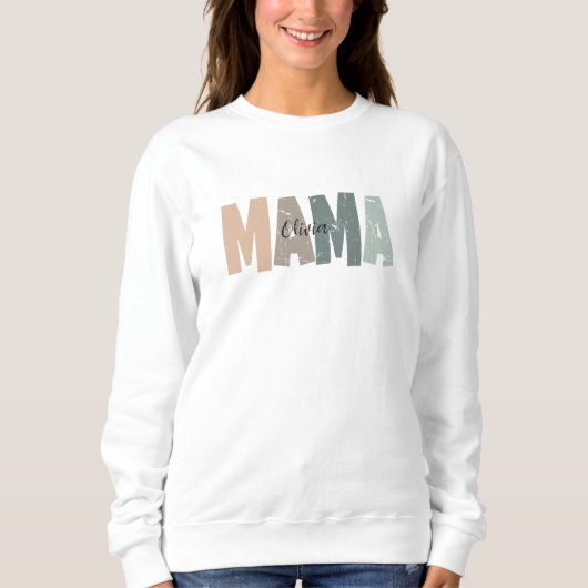 Custom Mama Sweatshirt with Baby Name | Personaliz (Voorkant)