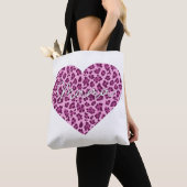 Custom Mama Word Art over roze leopard Pattern Tote Bag (Dichtbij)