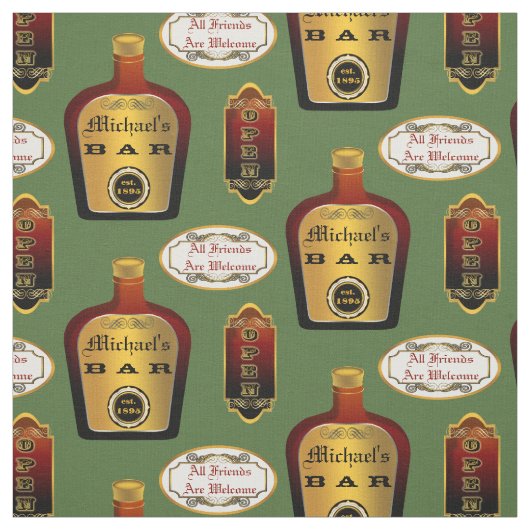 Custom Man Cave Liquor Bottle Bar Open Pattern Stof (Swatch)