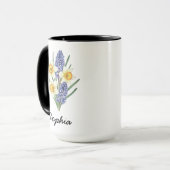 Custom March Birth Flower - Personalized Name Mok (Voorkant links)