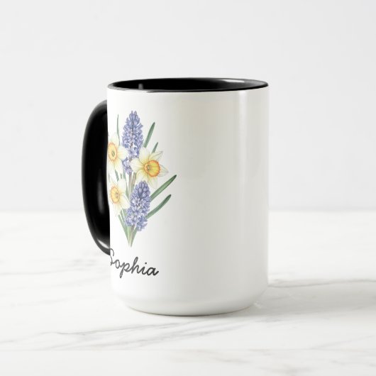 Custom March Birth Flower - Personalized Name Mok (Voorkant links)