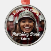Custom Marching Band Foto Middelbare School Kerstm Metalen Ornament (Voorkant)