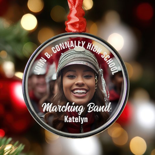 Custom Marching Band Foto Middelbare School Kerstm Metalen Ornament
