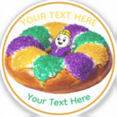 Custom Mardi Gras King Cake & Baby Sticker (Voorkant)