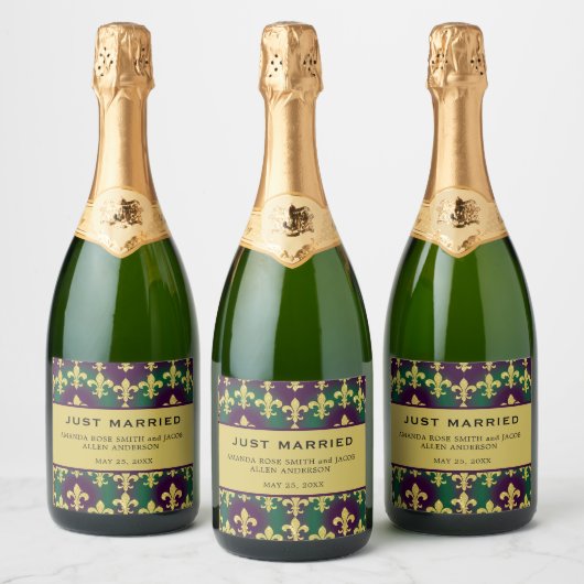 Custom Mardi Gras Retirement Party Sparkling Wijnetiket (Flessen)