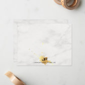 Custom Marmer Elegant Goud Splash Monogram Notitiekaartje (Voorkant / Achterkant in situ)