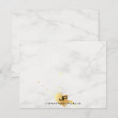Custom Marmer Elegant Goud Splash Monogram Notitiekaartje (Voorkant / Achterkant)
