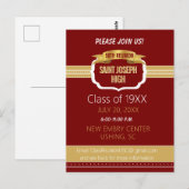 Custom Maroon 50th Class Reunion Invite Briefkaart (Voorkant / Achterkant)