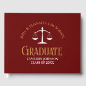 Custom Maroon Gold Law School Afstudeerfeest Gastenboek (Voorkant)