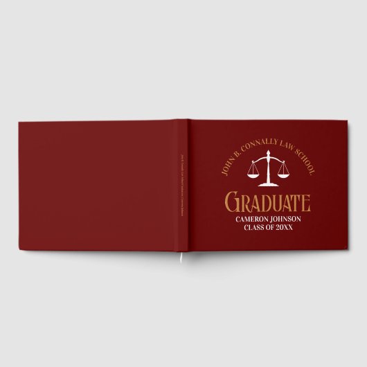 Custom Maroon Gold Law School Afstudeerfeest Gastenboek (Volledig)