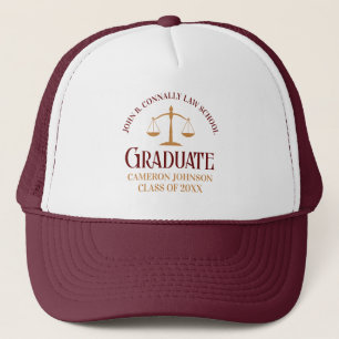 Custom Maroon Gold Law School Afstuderen Trucker Pet