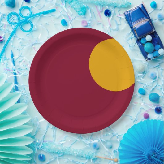 Custom Maroon & Gold Party Paper Plate Papieren Bordje (Feest)