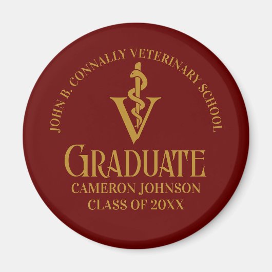 Custom Maroon Gold Veterinary School Afstuderen Magneet (Voorkant)