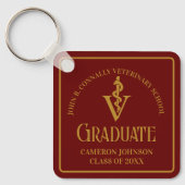 Custom Maroon Gold Veterinary School Afstuderen Sleutelhanger (Voorkant)