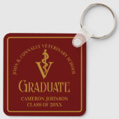 Custom Maroon Gold Veterinary School Afstuderen Sleutelhanger (Achterkant)