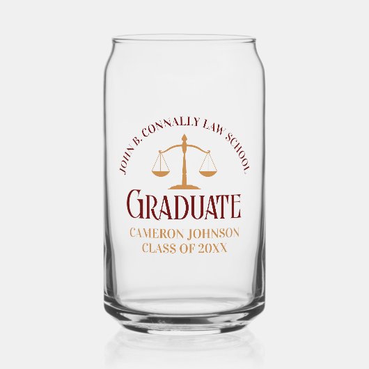 Custom Maroon Law School Afstuderen Herdenking Blikvorm Glas (Voorkant)