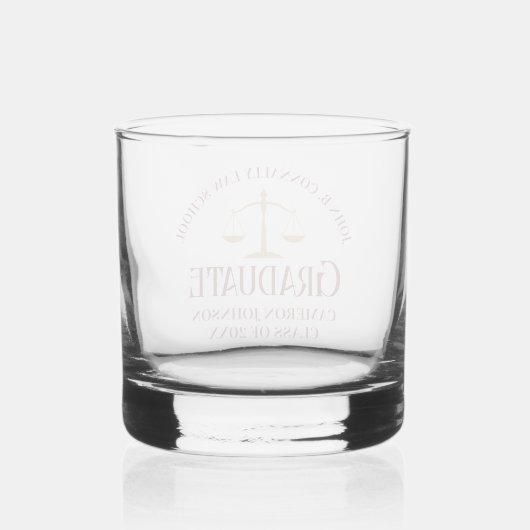 Custom Maroon Law School Afstuderen Herdenking Whisky Glas (Achterkant)