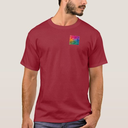 Custom Maroon Red Toevoegen Upload Company Logo T-shirt (Voorkant)