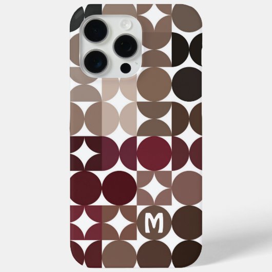 Custom Maroon Rood Beige Tan Bruin Retro Patroon Case-Mate iPhone Case (Achterkant)