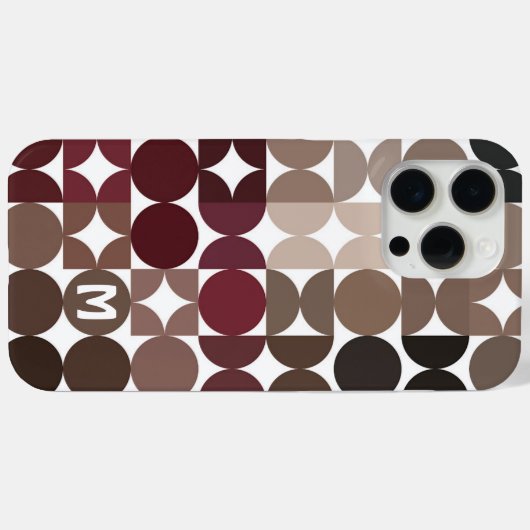Custom Maroon Rood Beige Tan Bruin Retro Patroon Case-Mate iPhone Case (Achterkant (horizontaal))